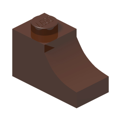 BRICK 1X2, OUTSIDE HALF ARCH, NO. 1 · Reddish Brown (réf. BrickLink Reddish Brown)