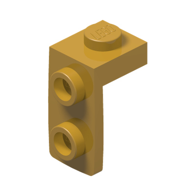 PLATE 1X1, W/ 1.5 PLATE 1X2, DOWNWARDS · Warm Gold (réf. BrickLink Pearl Gold)