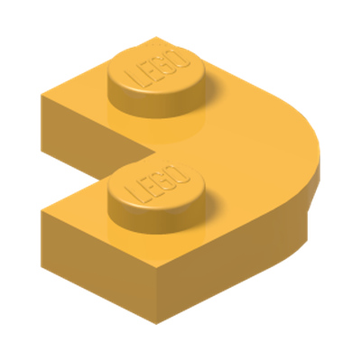 PLATE 2X2, 1/4 CIRCLE, W/ CUT OUT · Flame Yellowish Orange (réf. BrickLink Bright Light Orange)