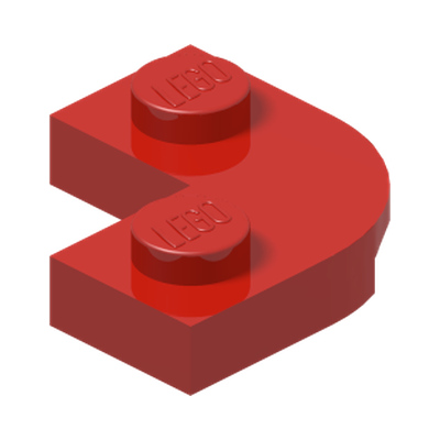 PLATE 2X2, 1/4 CIRCLE, W/ CUT OUT · Bright Red (réf. BrickLink Red)
