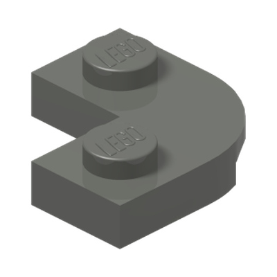 PLATE 2X2, 1/4 CIRCLE, W/ CUT OUT · Dark Stone Grey (réf. BrickLink Dark Bluish Gray)