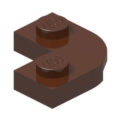 Plate, Round Corner 2 x 2 with 1 x 1 Cutout · Couleur BrickLink : Reddish Brown