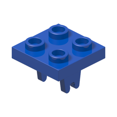 Plate, Modified 2 x 2 with Wheel Holder Bottom · Réf. BrickLink 8 · Bright Blue (réf. BrickLink Blue)