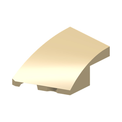 BRICK 2X3, OUTSIDE BOW, LEFT · LEGO 6404629 (réf. BrickLink 80177) · Brick Yellow (réf. BrickLink Tan)