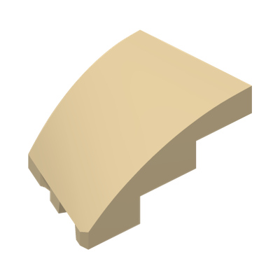 BRICK 2X3, OUTSIDE BOW, RIGHT · LEGO 6404628 (réf. BrickLink 80178) · Brick Yellow (réf. BrickLink Tan)