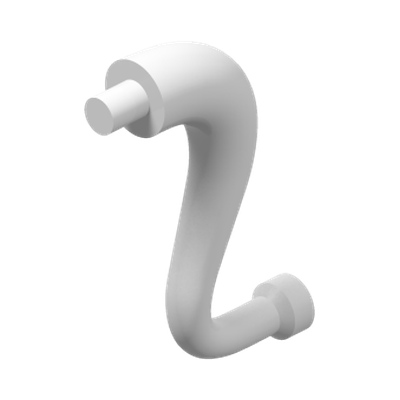 Elephant Tail / Trunk with Bar End - Long Straight Tip · Réf. BrickLink 80497 · Couleur BrickLink : White