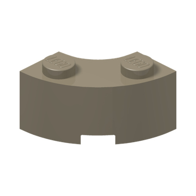 BRICK 2X2W.INSIDE AND OUTS.BOW · Sand Yellow (réf. BrickLink Dark Tan)