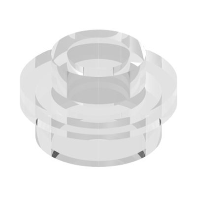 PL.ROUND 1X1 W. THROUGHG. HOLE · Transparent (réf. BrickLink Trans-Clear)