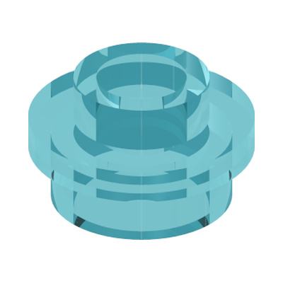 PL.ROUND 1X1 W. THROUGHG. HOLE · Tr. Light Blue (réf. BrickLink Trans-Light Blue)