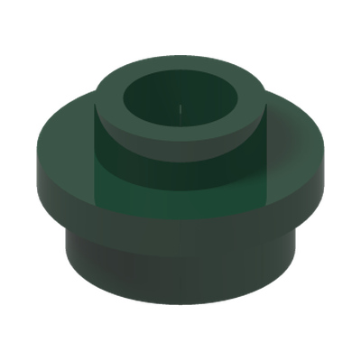 PL.ROUND 1X1 W. THROUGHG. HOLE · Earth Green (réf. BrickLink Dark Green)
