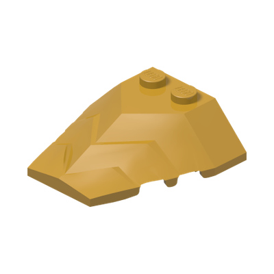 ROOF TILE 4X4, W/ ANGLE, NO. 4 · LEGO 6503254 (réf. BrickLink 86148) · Warm Gold (réf. BrickLink Pearl Gold)