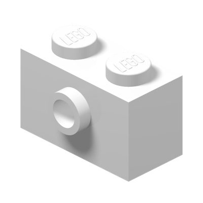 BRICK 1X2 W/ 1 KNOB · White (réf. BrickLink White)