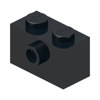 BRICK 1X2 W/ 1 KNOB · Black (réf. BrickLink Black)