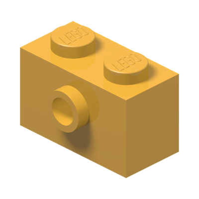 BRICK 1X2 W/ 1 KNOB · Flame Yellowish Orange (réf. BrickLink Bright Light Orange)
