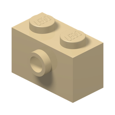 BRICK 1X2 W/ 1 KNOB · Brick Yellow (réf. BrickLink Tan)