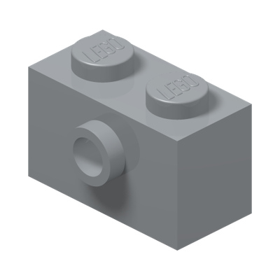 BRICK 1X2 W/ 1 KNOB · Medium Stone Grey (réf. BrickLink Light Bluish Gray)