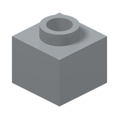 PLATE 1X1X2/3 · Medium Stone Grey (réf. BrickLink Light Bluish Gray)