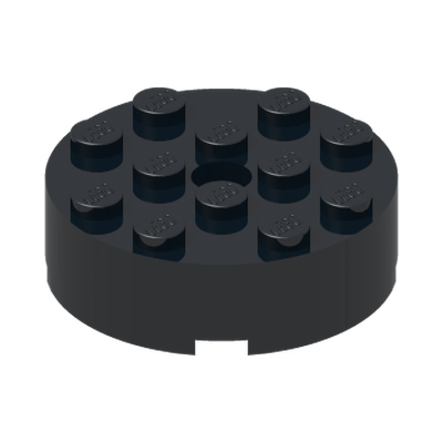 BRICK 4X4 ROUND W/ Ø4.9 W/ CLICK · Black (réf. BrickLink Black)