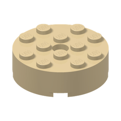 BRICK 4X4 ROUND W. Ø4.9 W. CLICK · LEGO 6294592 (réf. BrickLink 87081) · Brick Yellow (réf. BrickLink Tan)