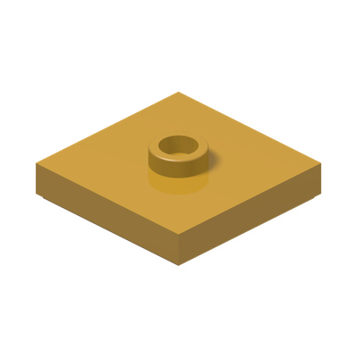 PLATE 2X2 W 1 KNOB · Warm Gold (réf. BrickLink Pearl Gold)