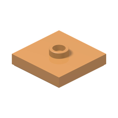 PLATE 2X2 W 1 KNOB · Medium Nougat (réf. BrickLink Medium Nougat)