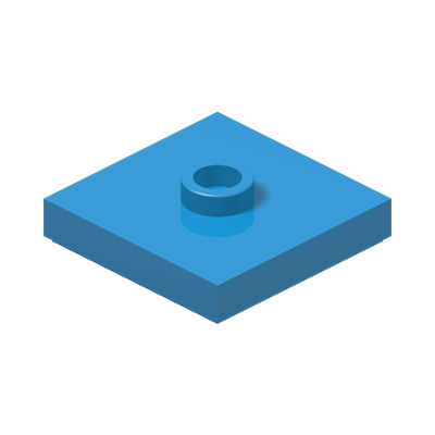 PLATE 2X2 W 1 KNOB · Dark Azur (réf. BrickLink Dark Azure)