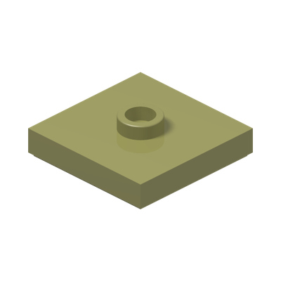 PLATE 2X2 W 1 KNOB · Olive Green (réf. BrickLink Olive Green)