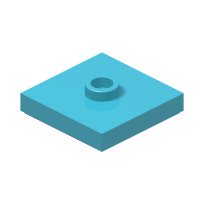 PLATE 2X2 W 1 KNOB · Medium Azur (réf. BrickLink Medium Azure)
