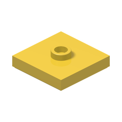 PLATE 2X2 W 1 KNOB · Bright Yellow (réf. BrickLink Yellow)