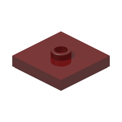 PLATE 2X2 W 1 KNOB · New Dark Red (réf. BrickLink Dark Red)