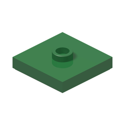 PLATE 2X2 W 1 KNOB · Dark Green (réf. BrickLink Green)