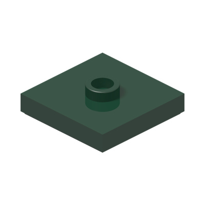 PLATE 2X2 W 1 KNOB · Earth Green (réf. BrickLink Dark Green)