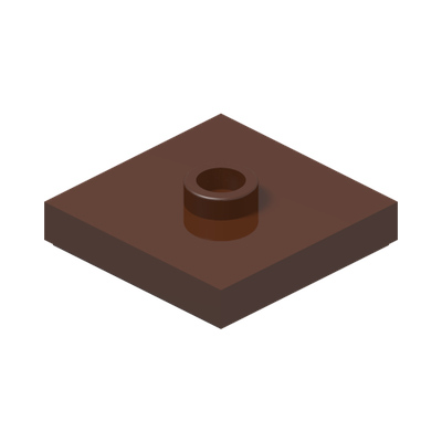 PLATE 2X2 W 1 KNOB · Reddish Brown (réf. BrickLink Reddish Brown)