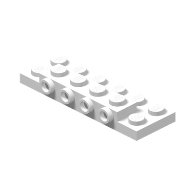 PLATE 2X6X2/3 W 4 HOR. KNOB · LEGO 6430548 (réf. BrickLink 87609) · White (réf. BrickLink White)
