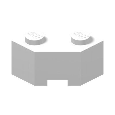 Brick 2x2 w. angle 45 degrees · LEGO 6137926 (réf. BrickLink 87620) · White (réf. BrickLink White)
