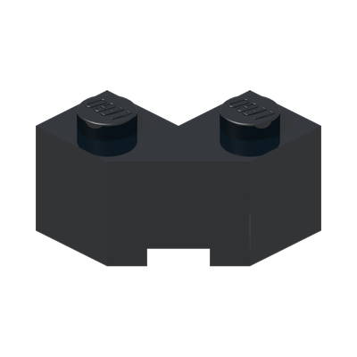 Brick 2x2 w. angle 45 degrees · Black (réf. BrickLink Black)