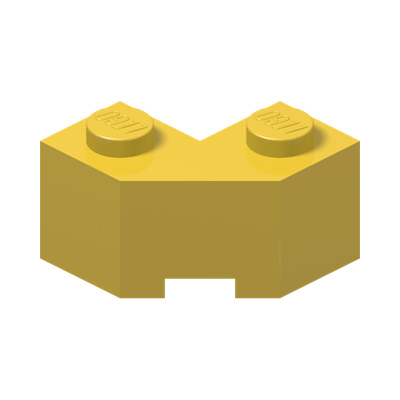 Brick 2x2 w. angle 45 degrees · Bright Yellow (réf. BrickLink Yellow)