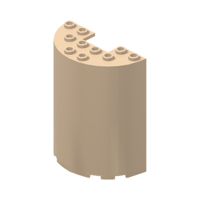 Cylinder Half 3 x 6 x 6 with 1 x 2 Cutout · Réf. BrickLink 87926 · Light Nougat (réf. BrickLink Light Nougat)