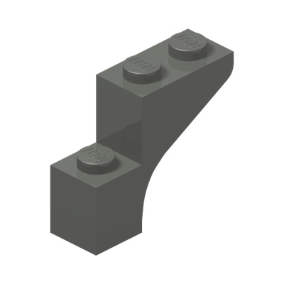 BRICK WITH BOW 1X3X2 · Dark Stone Grey (réf. BrickLink Dark Bluish Gray)
