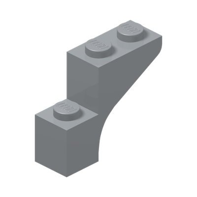 BRICK WITH BOW 1X3X2 · Medium Stone Grey (réf. BrickLink Light Bluish Gray)