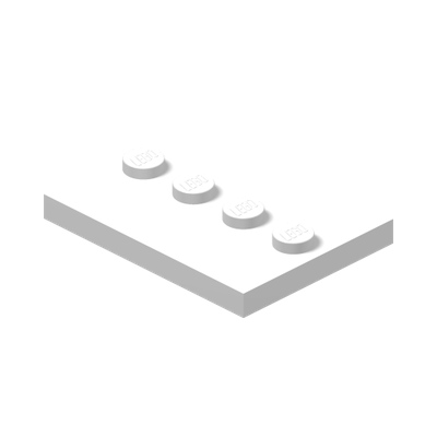 PLATE 3X4 WITH 4 KNOBS · LEGO 6132741 (réf. BrickLink 88646) · White (réf. BrickLink White)