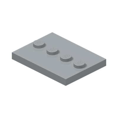 PLATE 3X4 WITH 4 KNOBS · Medium Stone Grey (réf. BrickLink Light Bluish Gray)