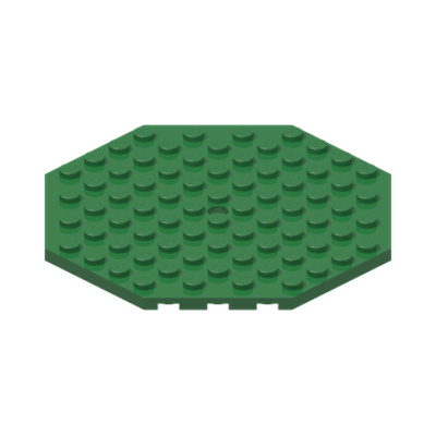 Plate, Modified 10 x 10 Octagonal with Hole · LEGO 4583684 (réf. BrickLink 89523) · Dark Green (réf. BrickLink Green)