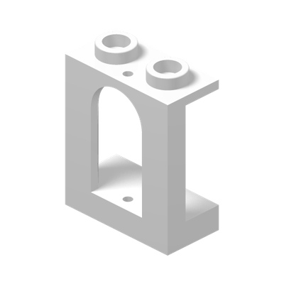 WALL 1X2X2 W. BOWED SLIT · LEGO 6322480 (réf. BrickLink 90195) · White (réf. BrickLink White)