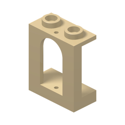 WALL 1X2X2 W. BOWED SLIT · Brick Yellow (réf. BrickLink Tan)