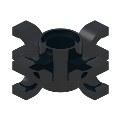 HOLE Ø4.8 VERT. W/ 4 HOLDER · LEGO 6320293 (réf. BrickLink 90202) · Black (réf. BrickLink Black)