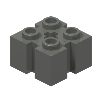 BRICK 2X2 W/GROOVE A.CR.HOLE · LEGO 6236949 (réf. BrickLink 90258) · Dark Stone Grey (réf. BrickLink Dark Bluish Gray)