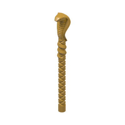 Minifigure, Utensil Staff with Cobra / Snake / Serpent Head · LEGO 6257454 (réf. BrickLink 90390) · Couleur BrickLink : Pearl Gold