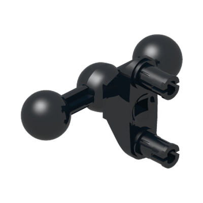 Technic, Pin Connector Perpendicular 3L with 2 Pins, 2 Ball Joint on Axle · Réf. BrickLink 90634 · Couleur BrickLink : Black