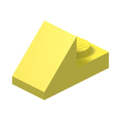 ROOF TILE 1X2 45° W 1/3 PLATE · Cool Yellow (réf. BrickLink Bright Light Yellow)